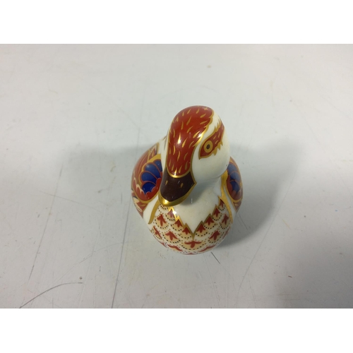 347 - Royal crown derby duck w/gold stopper