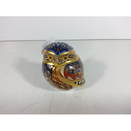 348 - Royal crown derby Owl w/gold stopper