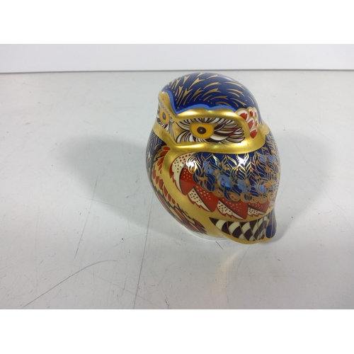 348 - Royal crown derby Owl w/gold stopper