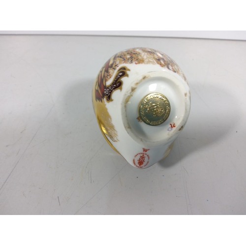 348 - Royal crown derby Owl w/gold stopper