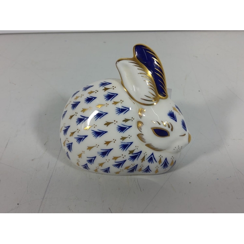 349 - Royal crown derby Rabbit w/gold stopper