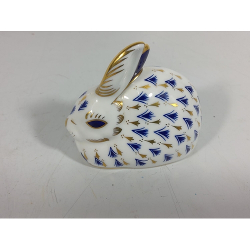 349 - Royal crown derby Rabbit w/gold stopper