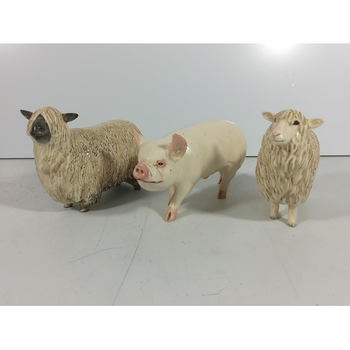 355 - 2 Beswick sheep and a pig