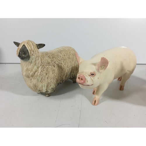 355 - 2 Beswick sheep and a pig