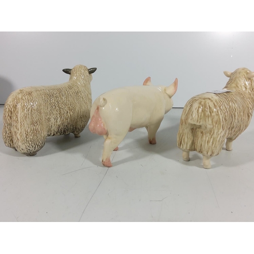 355 - 2 Beswick sheep and a pig