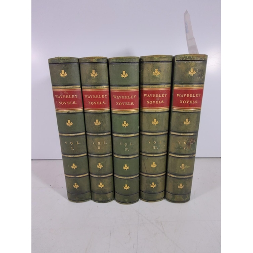 209 - Set of 5 Waverly novels with leather bindings