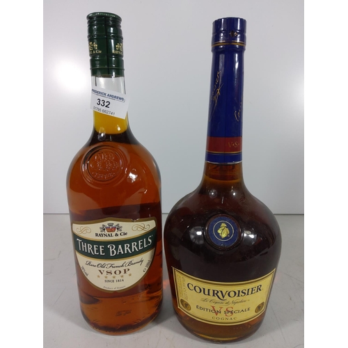 332 - Bottle of brandy and bottle of courvoisier