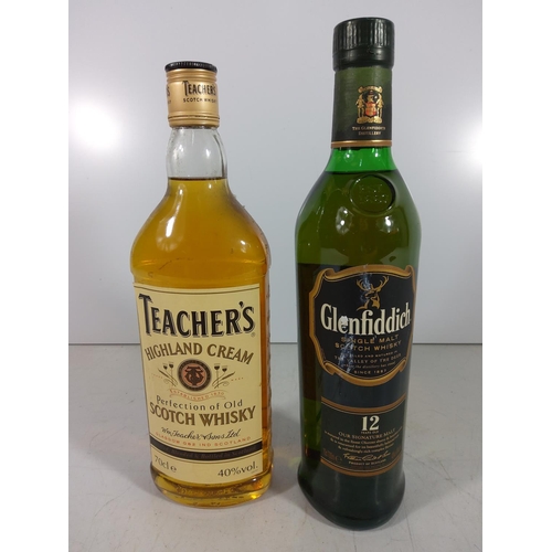 333 - Bottle of Glennfidich and bottle of Teachers