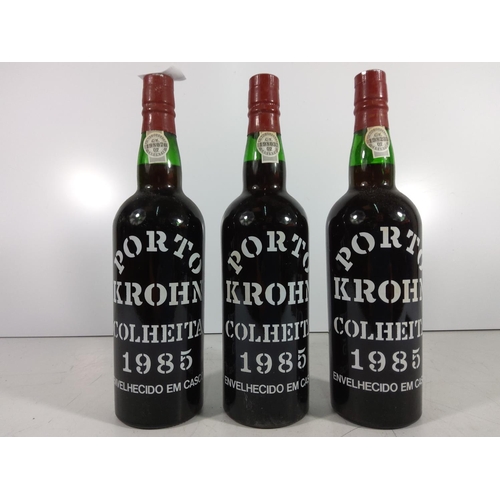 335 - 3 bottles of Porto Crohn Colhite 1985 port