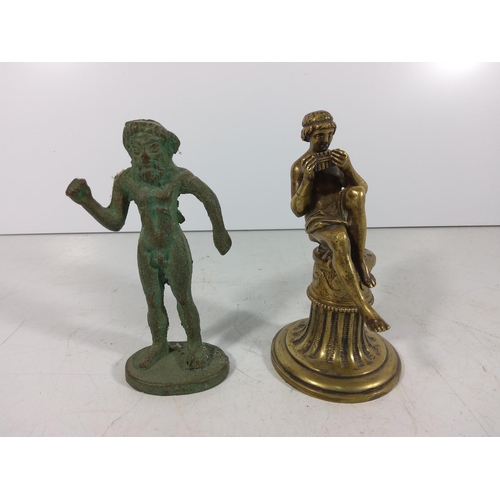 336 - Cast bronze Norse figure and figure of Pan