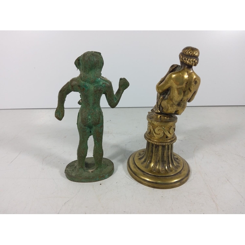 336 - Cast bronze Norse figure and figure of Pan