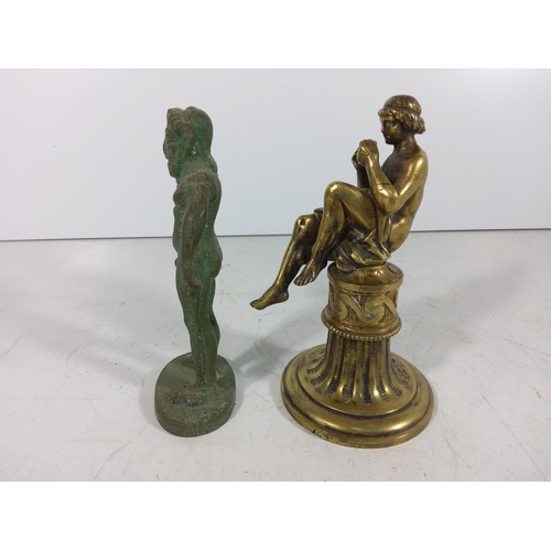 336 - Cast bronze Norse figure and figure of Pan