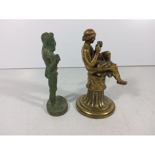 336 - Cast bronze Norse figure and figure of Pan