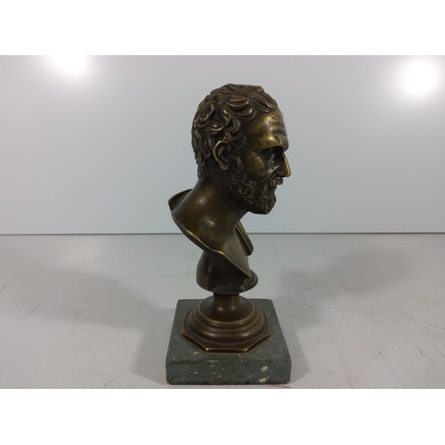 340 - Bronze bust of a man on marble base