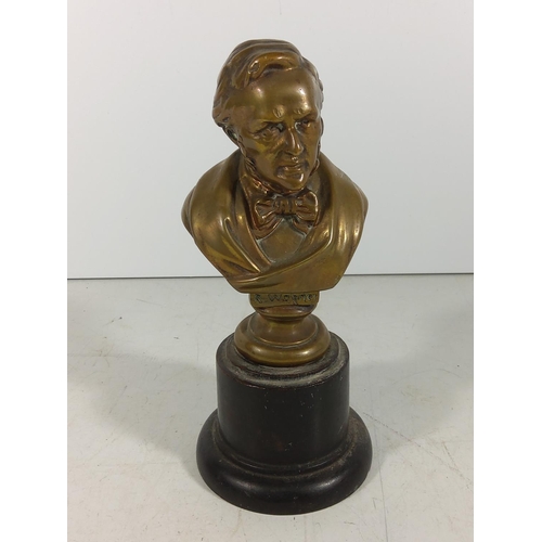 341 - Bronze bust of a man on wooden base