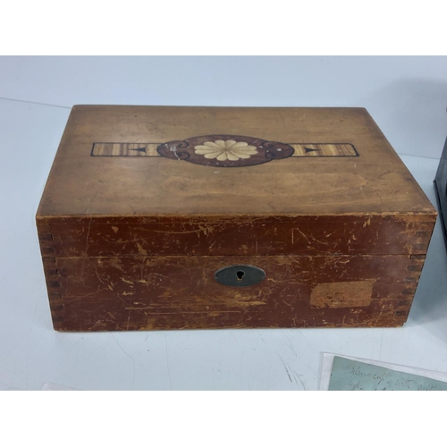 20 - 2 wooden boxes and a metal box containing sketches