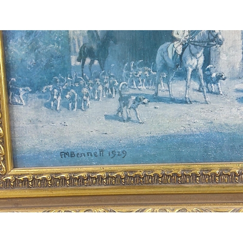 194 - Gilt framed print by FM Bennett 1929, 59 x 49cms