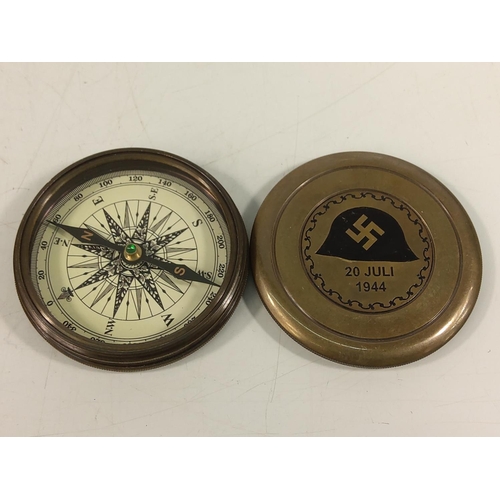 198 - Brass compass with Nazi emblem