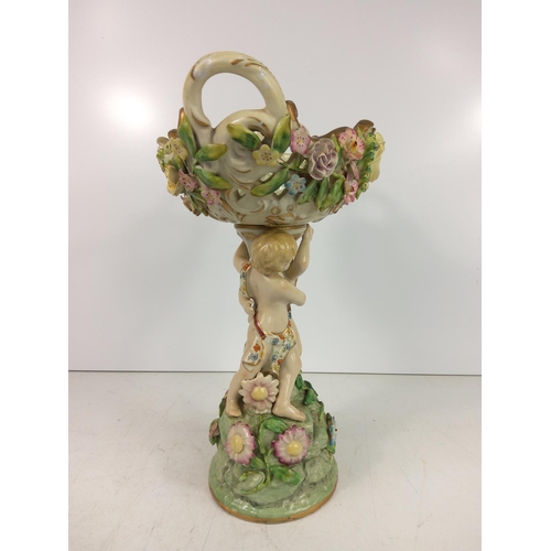 208 - Meissen cherub centerpiece, 30cms in height, slight damage (please see images)