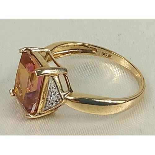 212 - 9ct gold Mexican opal and diamond ring, size O