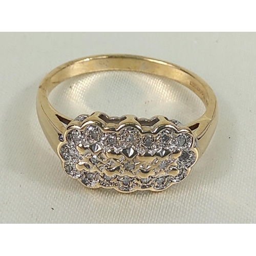 218 - 9ct gold diamond cluster ring, size S