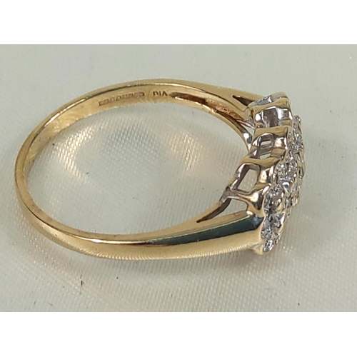 218 - 9ct gold diamond cluster ring, size S