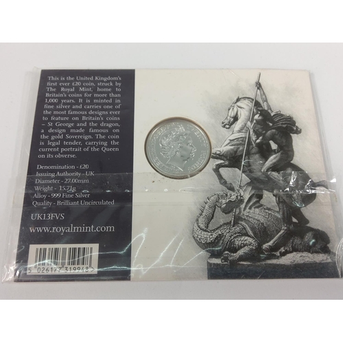 222 - The George and the Dragon fine silver £20 coin