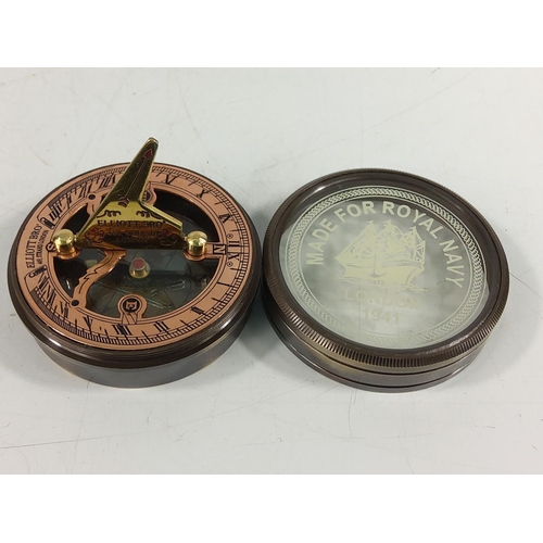 258 - Brass sundial compass