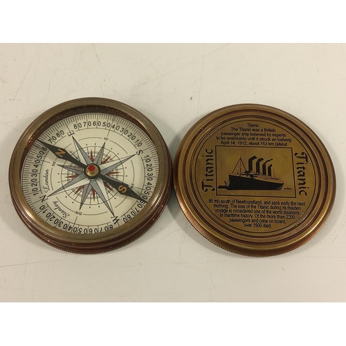 259 - Brass compass marked Titanic