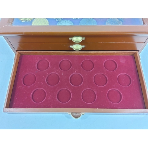 305 - 3 drawer display case containing 27 collectable pocket watches