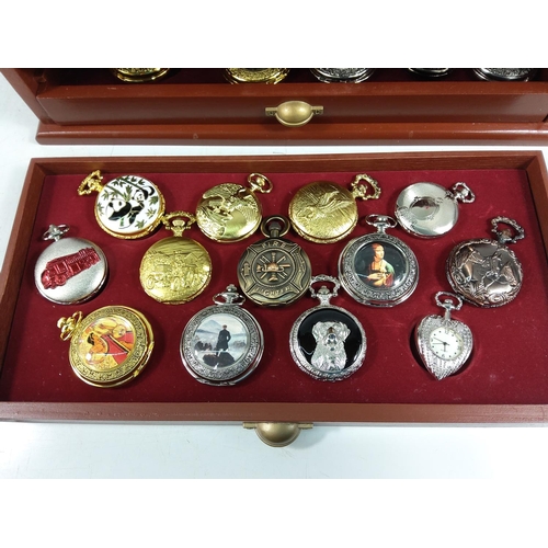 307 - 3 drawer display case containing 40 collectable pocket watches