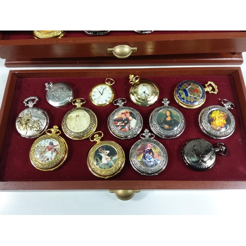 307 - 3 drawer display case containing 40 collectable pocket watches