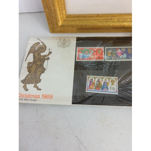 185 - Stamps and framed cutting