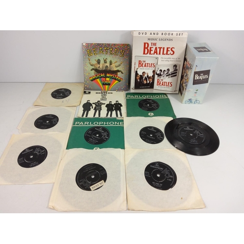 51 - Beatles CD's, vintage 45's and DVD set