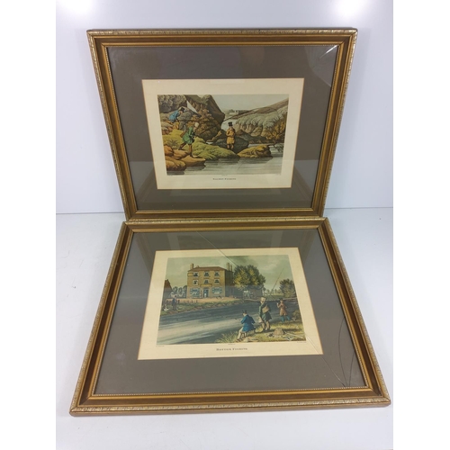 71 - Pair of gilt framed pictures, 58 x 50cms (broken glass in one)