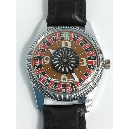 240 - Gents roulette wheel design, 17 jewel wrist watch (no particular brand)