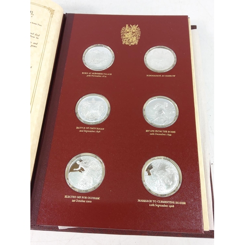 314 - Set of 24 Churchill silver Commemorative coins in album with full details