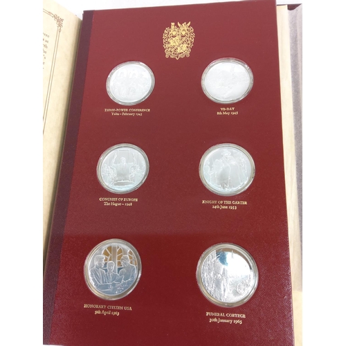 314 - Set of 24 Churchill silver Commemorative coins in album with full details