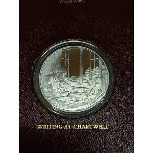 314 - Set of 24 Churchill silver Commemorative coins in album with full details