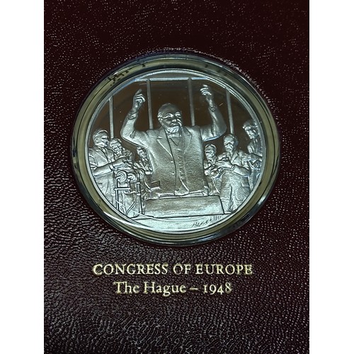 314 - Set of 24 Churchill silver Commemorative coins in album with full details