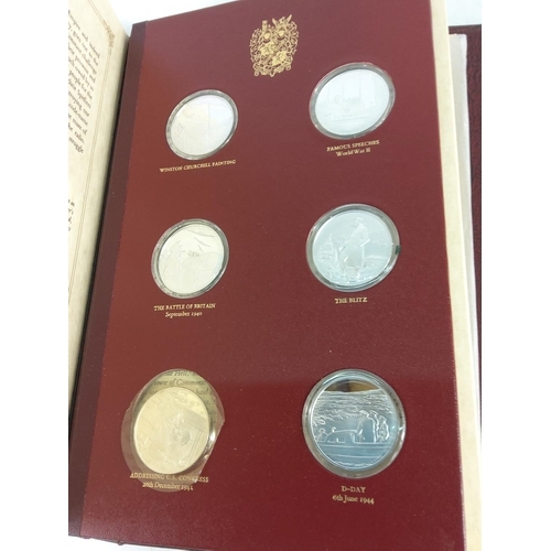 314 - Set of 24 Churchill silver Commemorative coins in album with full details