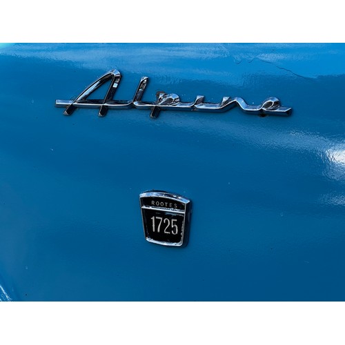 11 - Blue Sunbeam Alpine registration MWF40F, this beautiful little car has a 1725cc Petrol engine hiding... 