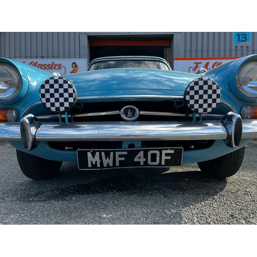 11 - Blue Sunbeam Alpine registration MWF40F, this beautiful little car has a 1725cc Petrol engine hiding... 