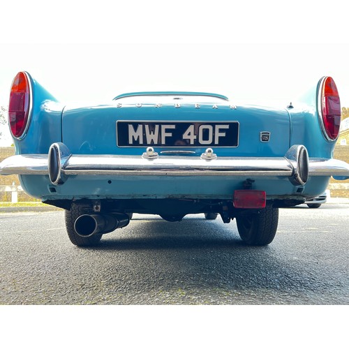 11 - Blue Sunbeam Alpine registration MWF40F, this beautiful little car has a 1725cc Petrol engine hiding... 