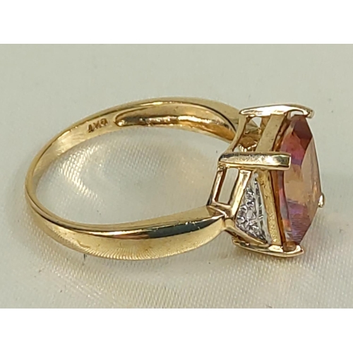 141 - 9ct gold Mexican opal and diamond ring, size O