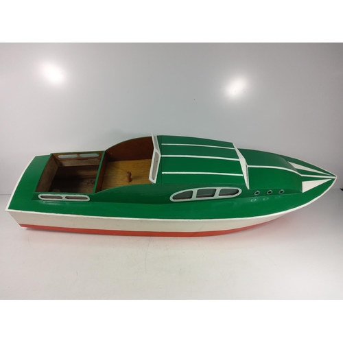 125 - Large wooden model boat, 120cms in length