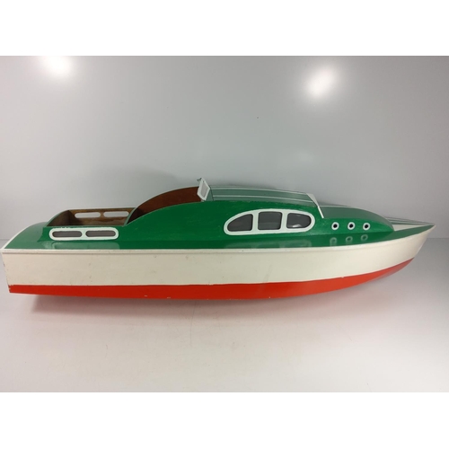 125 - Large wooden model boat, 120cms in length