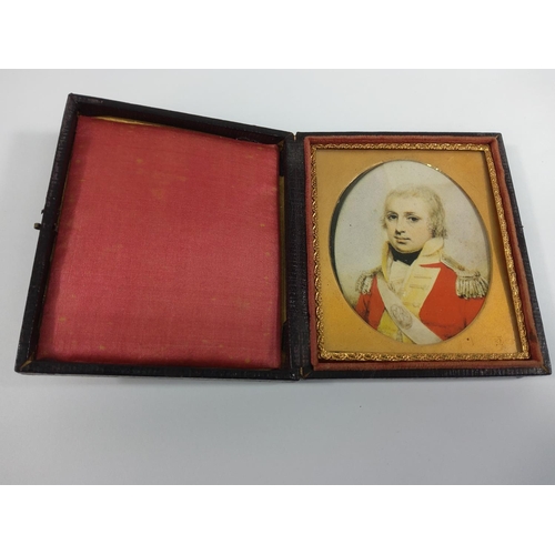 162 - Antique cased print of a Major Lawson 1780 miniature