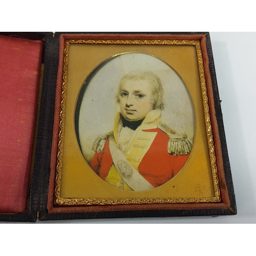 162 - Antique cased print of a Major Lawson 1780 miniature