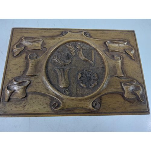 69 - Decorative trinket box showing the four Nations symbols, 18 x 12 x 8cms